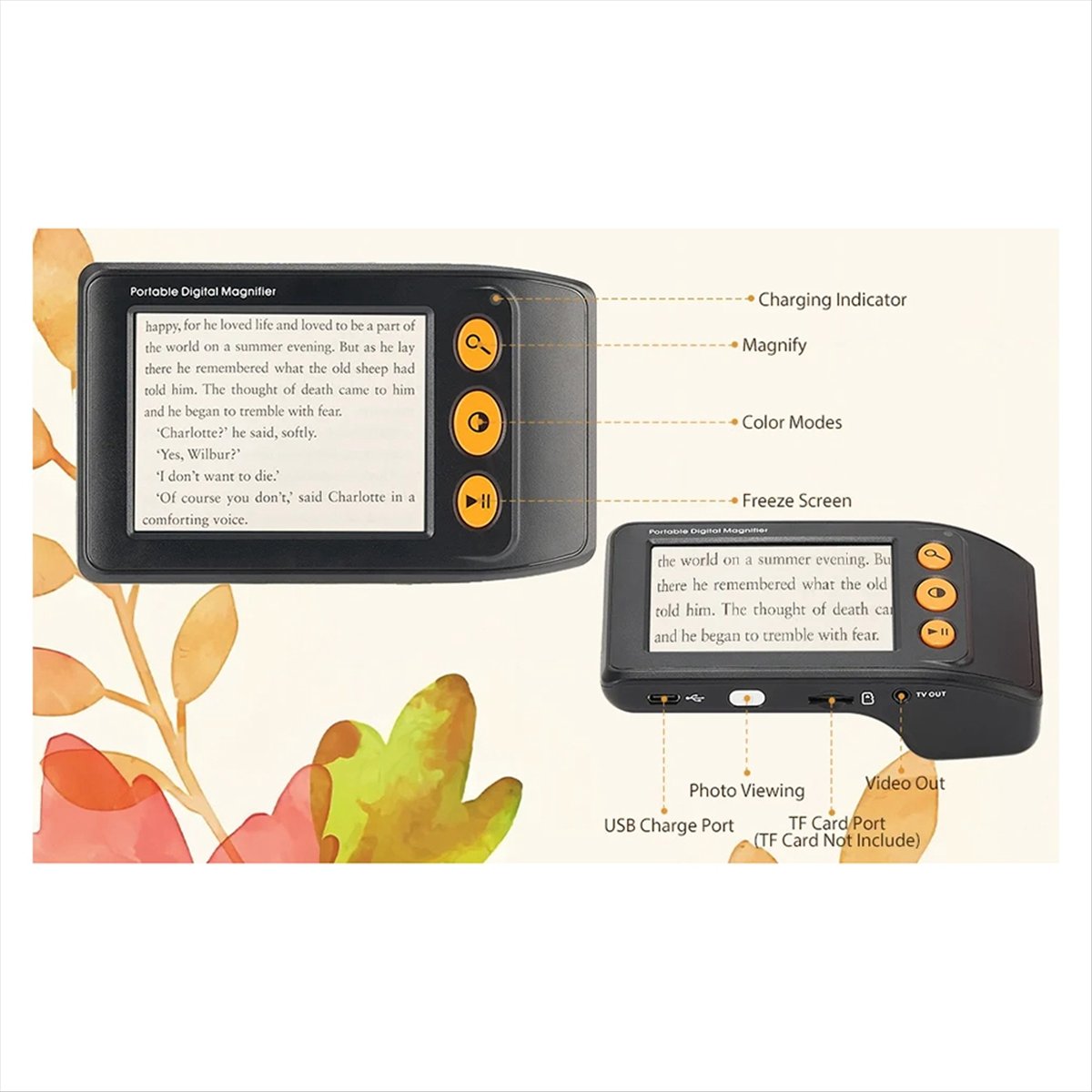 Digital Magnifier Reading - ABGN デジタルビデオ拡大鏡 低視力用電子拡大鏡 高齢者向け読書補助具 3.5インチLCDスクリーン 2-25倍ズーム