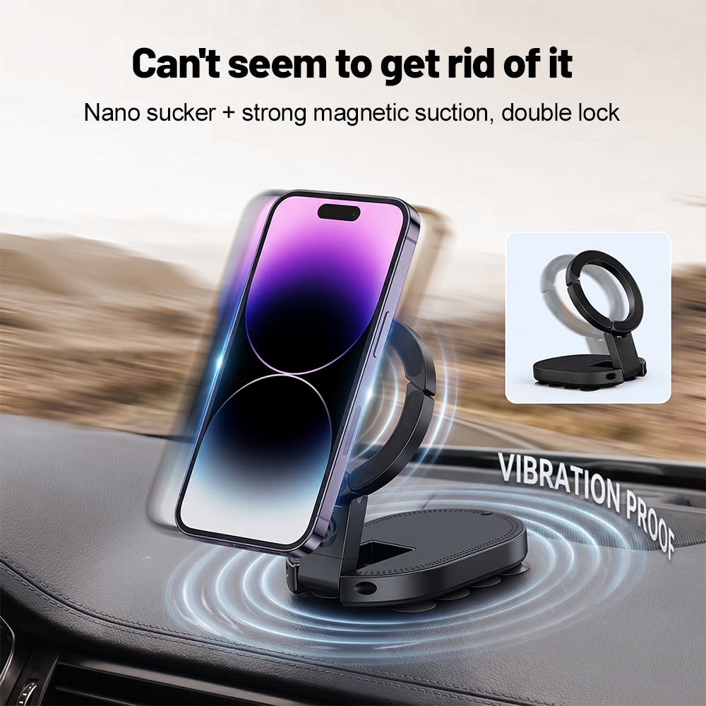Gadgets For Electronics - 360 ° 回転式3-in-1吸盤式マグネット携帯ホルダー 多角度調整可能 折りたたみ式マグネット携帯スタンド デスクトップブラケット