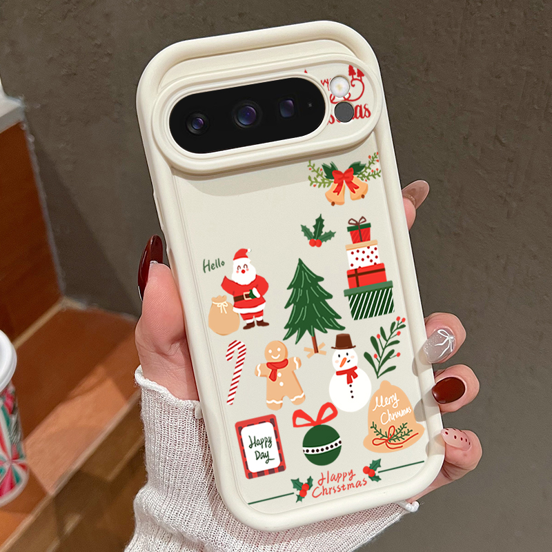 Google Pixel 9 Pro - ハッピークリスマス柄 ソフトTPUスマホケース Google Pixel 8 Pro