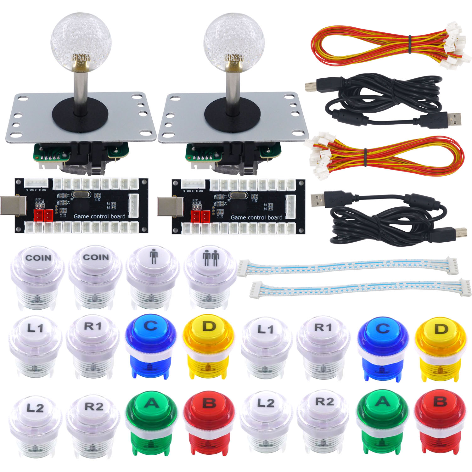 Retro Game Controller Usb - SJ@JX アーケードゲームDIYコントローラー チェリーMXマイクロスイッチ マットフロストボタン 4&8ウェイジョイスティック PC