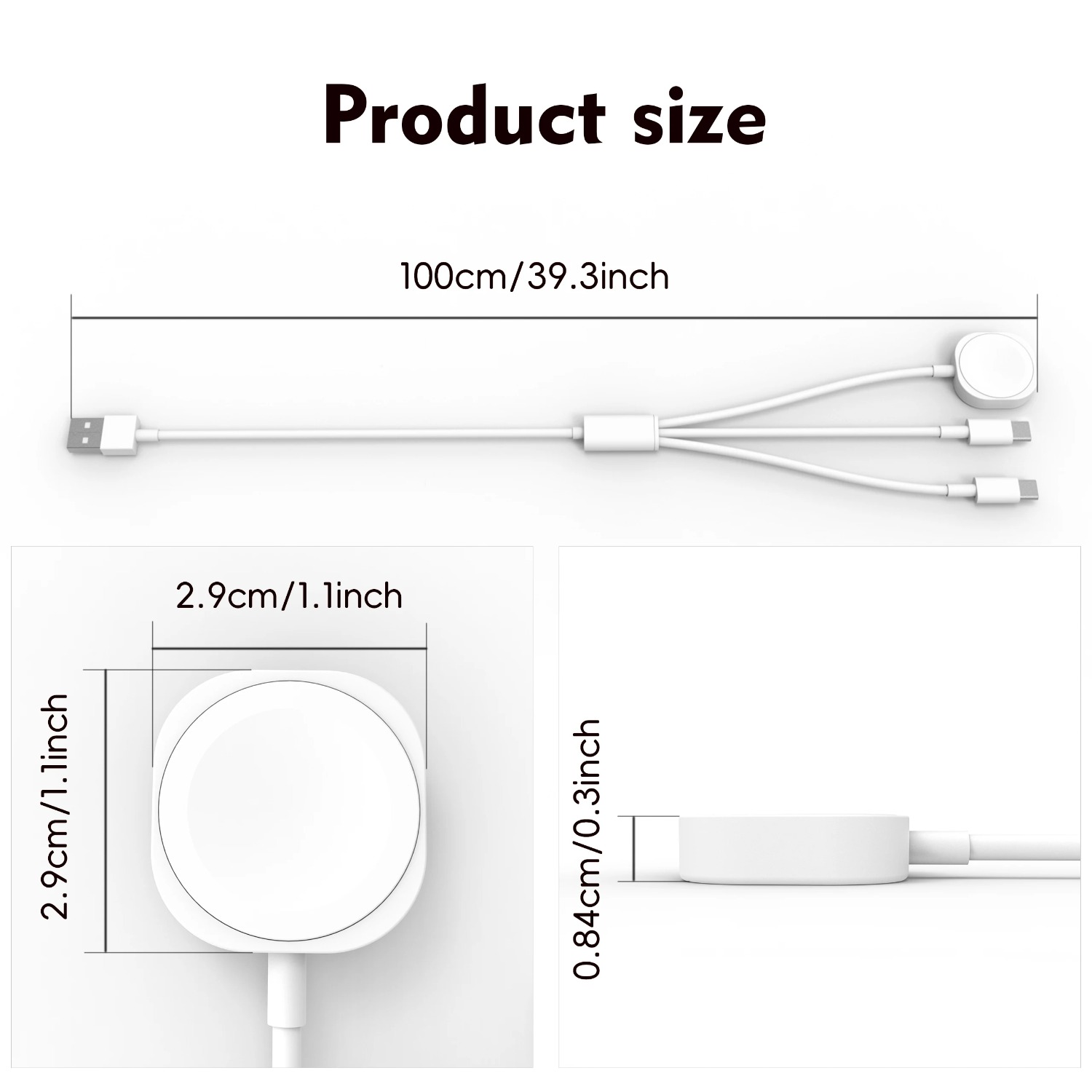 3 in 1 マグネット式腕時計充電器、iWatch 11  - Magnetic Charging Cable のレビューと価格
